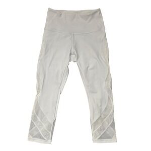 Lululemon Pants Womens 6‎ White Lace Mesh High Rise Yoga Athletic Leggings